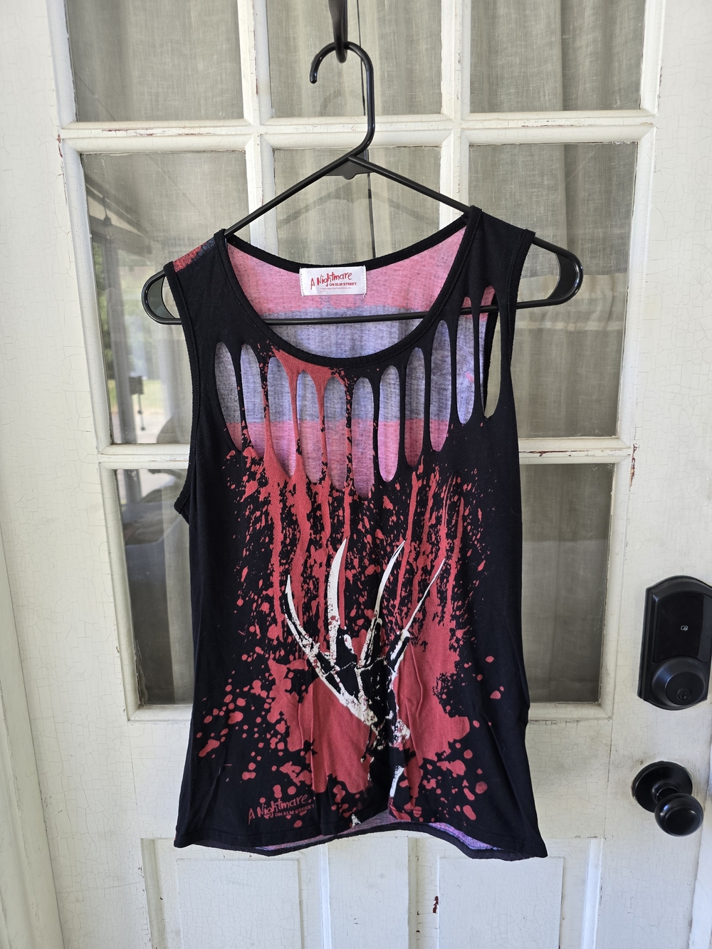 A Nightmare On Elm Street Black & Red Distressed Tank Top
